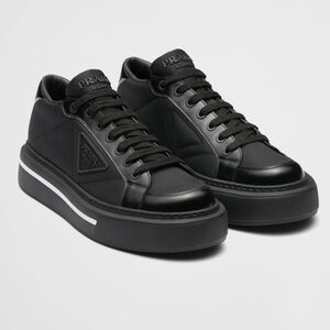 Prada Macro Re-Nylon and brushed leather sneakers